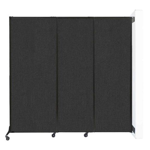 Wall-Mounted QuickWall Sliding Partition 7' x 6'8" Black Fabric