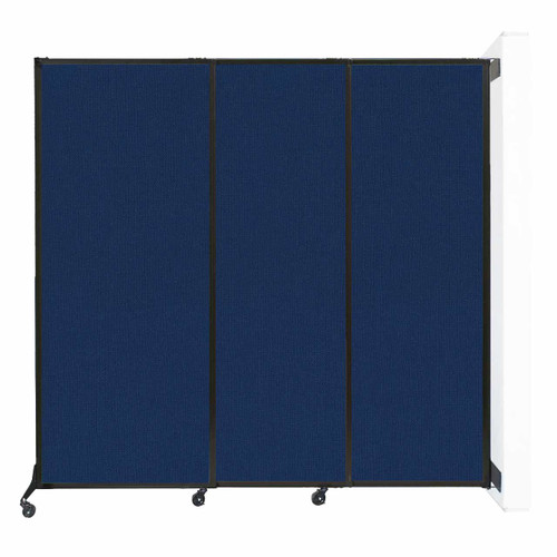 Wall-Mounted QuickWall Sliding Partition 7' x 6'8" Navy Blue Fabric