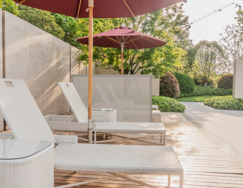 Use the Single Panel Outdoor Privacy Screen Brown on the patio to get some privacy!