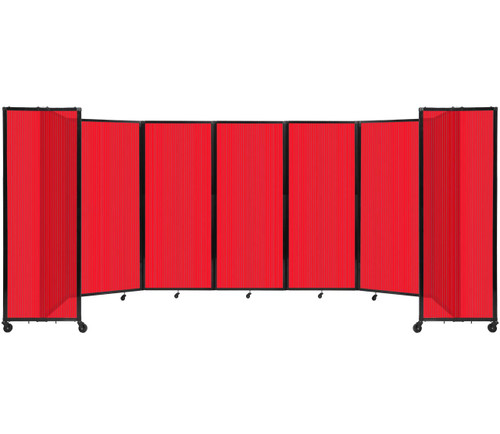 Room Divider 360¨ Folding Portable Partition 19'6" x 6'10" Red Fluted Polycarbonate