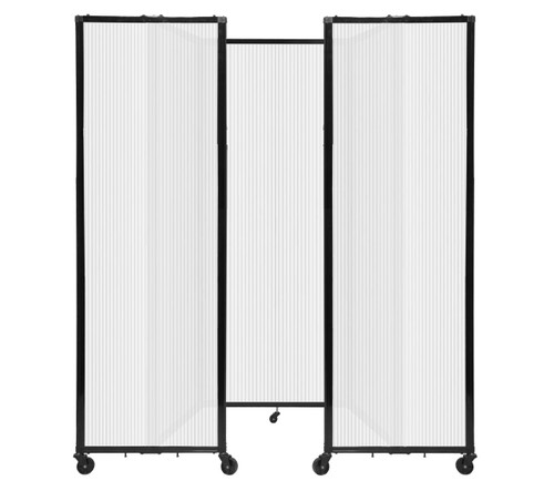 Room Divider 360® Folding Portable Partition 8'6" x 7'6" Opal Fluted Polycarbonate