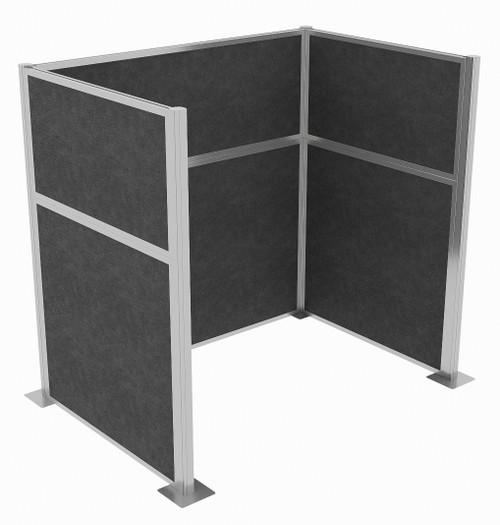 Portable Partition Wall Pre-Configured Hush Panel Cubicle, U Shape 6' x 4' Classic Gray Fabric - Silver Trim