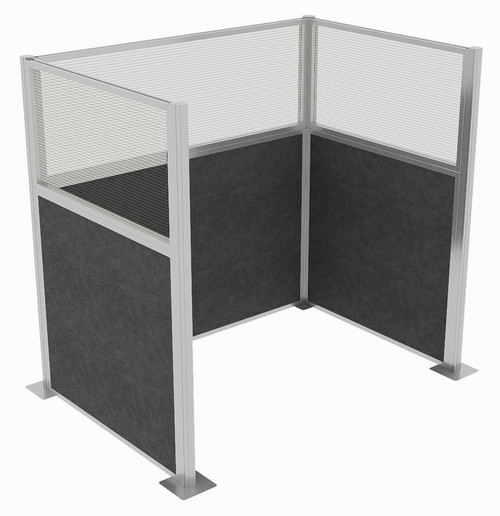 Portable Partition Wall Pre-Configured Hush Panel Cubicle, U Shape 6' x 4' W/ Window Classic Gray Fabric - Silver Trim