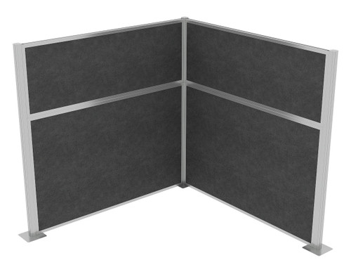 Acoustic Portable Partition Pre-Configured Hush Panel Cubicle, L Shape 6' x 6' L-Build Classic Gray Fabric - Silver Trim
