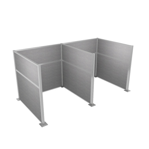 Pre-Configured Hush Panel Cubicle 6' x 6' Cloud Gray Woven Fabric - Silver Trim