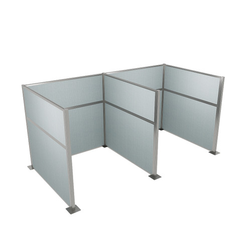 Pre-Configured Hush Panel Cubicle 6' x 6' Powder Blue Woven Fabric - Silver Trim