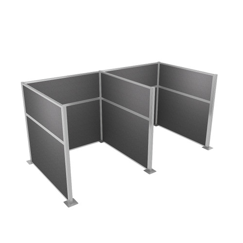 Pre-Configured Hush Panel Cubicle 6' x 6' Charcoal Gray Woven Fabric - Silver Trim