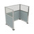 Portable Partition Wall Pre-Configured Hush Panel Electric Cubicle, U Shape 6' x 4' W/ Window Powder Blue Woven Fabric - Silver Trim