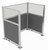 Portable Partition Wall Pre-Configured Hush Panel Electric Cubicle, U Shape 6' x 4' W/ Window Ash Gray Fabric - Silver Trim