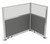 Pre-Configured Hush Panel Electric Cubicle (L Shape) 6' x 4' w/ Window Charcoal Gray Fabric