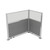 Acoustic Portable Partition Pre-Configured Hush Panel Electric Cubicle, L Shape 6' x 4' w/ Window Cloud Gray Woven Fabric - Silver Trim