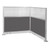 Pre-Configured Hush Panel Electric Cubicle (L Shape) 6' x 6' W/ Window Charcoal Gray Fabric