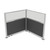 Acoustic Portable Partition Pre-Configured Hush Panel Electric Cubicle, L Shape 6' x 6' W/ Window Charcoal Woven Fabric - Silver Trim
