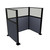 Portable Partition Wall Pre-Configured Hush Panel Electric Cubicle, U Shape 6' x 4' W/ Window Ocean Woven Fabric - Black Trim