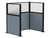 Pre-Configured Hush Panelª Cubicle (U Shape) 6' x 4' W/ Window Powder Blue Fabric - Black Trim