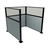 Portable Partition Wall Pre-Configured Hush Panel Cubicle, U Shape 6' x 6' W/ Window Powder Blue Woven Fabric - Black Trim