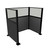 Portable Partition Wall Pre-Configured Hush Panel Cubicle, U Shape 6' x 4' W/ Window Charcoal Gray Woven Fabric - Black Trim