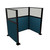 Portable Partition Wall Pre-Configured Hush Panel Cubicle, U Shape 6' x 4' W/ Window Caribbean Woven Fabric - Black Trim