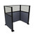 Portable Partition Wall Pre-Configured Hush Panel Cubicle, U Shape 6' x 4' W/ Window Ocean Woven Fabric - Black Trim