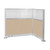 Pre-Configured Hush Panel™ Electric Cubicle (L Shape) 6' x 4' W/ Window Beige Fabric - Black Trim