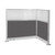 Pre-Configured Hush Panel™ Electric Cubicle (L Shape) 6' x 4' W/ Window Charcoal Gray Fabric - Black Trim
