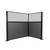 Acoustic Portable Partition Pre-Configured Hush Panel Electric Cubicle, L Shape 6' x 4' W/ Window Charcoal Woven Fabric - Black Trim