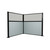 Acoustic Portable Partition Pre-Configured Hush Panel Electric Cubicle, L Shape 6' x 6' W/ Window Powder Blue Woven Fabric - Black Trim