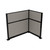 Acoustic Portable Partition Pre-Configured Hush Panel Electric Cubicle, L Shape 6' x 4' Slate Woven Fabric - Black Trim