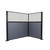 Acoustic Portable Partition Pre-Configured Hush Panel Cubicle, L Shape 6' x 4' W/ Window Ocean Woven Fabric - Black Trim