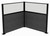 Acoustic Portable Partition Pre-Configured Hush Panel Cubicle, L Shape 6' x 6' W/ Window Classic Gray Fabric - Black Trim