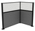 Acoustic Portable Partition Pre-Configured Hush Panel Cubicle, L Shape 6' x 4' W/ Window Ash Gray Fabric - Black Trim