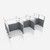 Hush Panel Cubicle 6-pack 6' x 6' x 4' with Window, Ash Gray Silver Frame