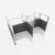 Hush Panel Cubicle 4-pack 6' x 6' x 4' with Window, Cloud Gray Woven Fabric Silver Frame