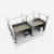 Hush Panel Cubicle 4-pack 6' x 6' x 4' with Window and Desk, Cloud Gray Woven Fabric Silver Frame