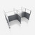 Hush Panel Cubicle 4-pack 6' x 6' x 4' with Window, Ash Gray Silver Frame