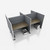 Hush Panel Cubicle 4-pack 6' x 6' x 4' with Desk, Ash Gray Silver Frame