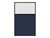 Portable and Acoustic Partition Hush Panel Configurable Cubicle Partition 4' x 6' W/ Window Navy Blue Woven Fabric Clear Fluted Window Black Trim