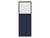 Portable and Acoustic Partition Hush Panel Configurable Cubicle Partition 2' x 6' W/ Window Navy Blue Woven Fabric Clear Fluted Window Black Trim