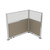 Acoustic Portable Partition Pre-Configured Hush Panel Electric Cubicle, L Shape 6' x 4' w/ Window Warm Pebble Woven Fabric - Silver Trim
