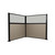 Acoustic Portable Partition Pre-Configured Hush Panel Electric Cubicle, L Shape 6' x 6' W/ Window Warm Pebble Woven Fabric - Black Trim