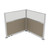 Acoustic Portable Partition Pre-Configured Hush Panel Electric Cubicle, L Shape 6' x 6' W/ Window Warm Pebble Woven Fabric - Silver Trim