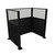 Portable Partition Wall Pre-Configured Hush Panel Electric Cubicle, U Shape 6' x 4' W/ Window Black Woven Fabric - Black Trim