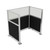 Portable Partition Wall Pre-Configured Hush Panel Electric Cubicle, U Shape 6' x 4' W/ Window Black Woven Fabric - Silver Trim