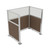 Portable Partition Wall Pre-Configured Hush Panel Electric Cubicle, U Shape 6' x 4' W/ Window Mocha Woven Fabric - Silver Trim