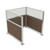 Portable Partition Wall Pre-Configured Hush Panel Electric Cubicle, U Shape 6' x 6' W/ Window Mocha Woven Fabric - Silver Trim