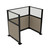 Portable Partition Wall Pre-Configured Hush Panel Electric Cubicle, U Shape 6' x 4' W/ Window Warm Pebble Woven Fabric - Black Trim