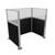 Portable Partition Wall Pre-Configured Hush Panel Cubicle, U Shape 6' x 4' W/ Window Black Woven Fabric - Silver Trim