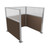 Portable Partition Wall Pre-Configured Hush Panel Cubicle, U Shape 6' x 6' W/ Window Mocha Woven Fabric - Silver Trim