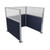 Portable Partition Wall Pre-Configured Hush Panel Cubicle, U Shape 6' x 6' W/ Window Navy Blue Woven Fabric - Silver Trim