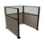 Portable Partition Wall Pre-Configured Hush Panel Cubicle, U Shape 6' x 6' W/ Window Warm Pebble Woven Fabric - Black Trim